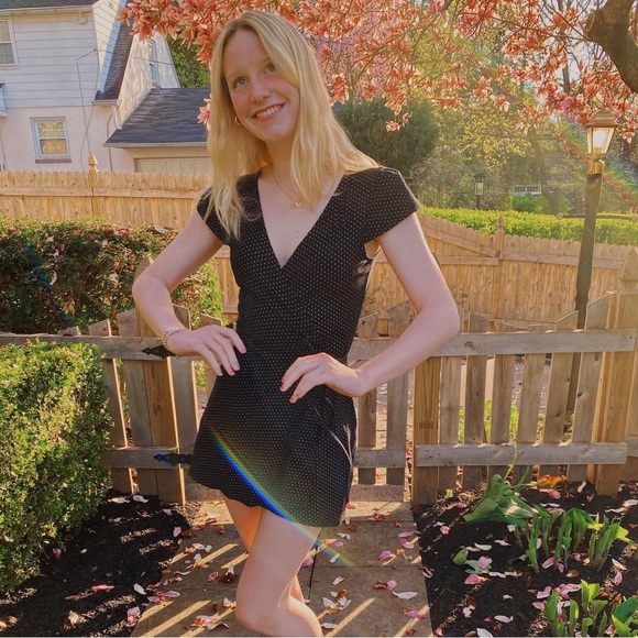 Brandy Melville Polka Dot Wrap Dress - Picture 3 of 7